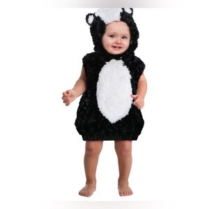 NWT Toddler Black & White Skunk Plush Costume Hooded Dress